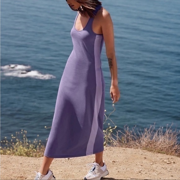 JOHNNY WAS CALME Purple Racer Back Knit Maxi Dress